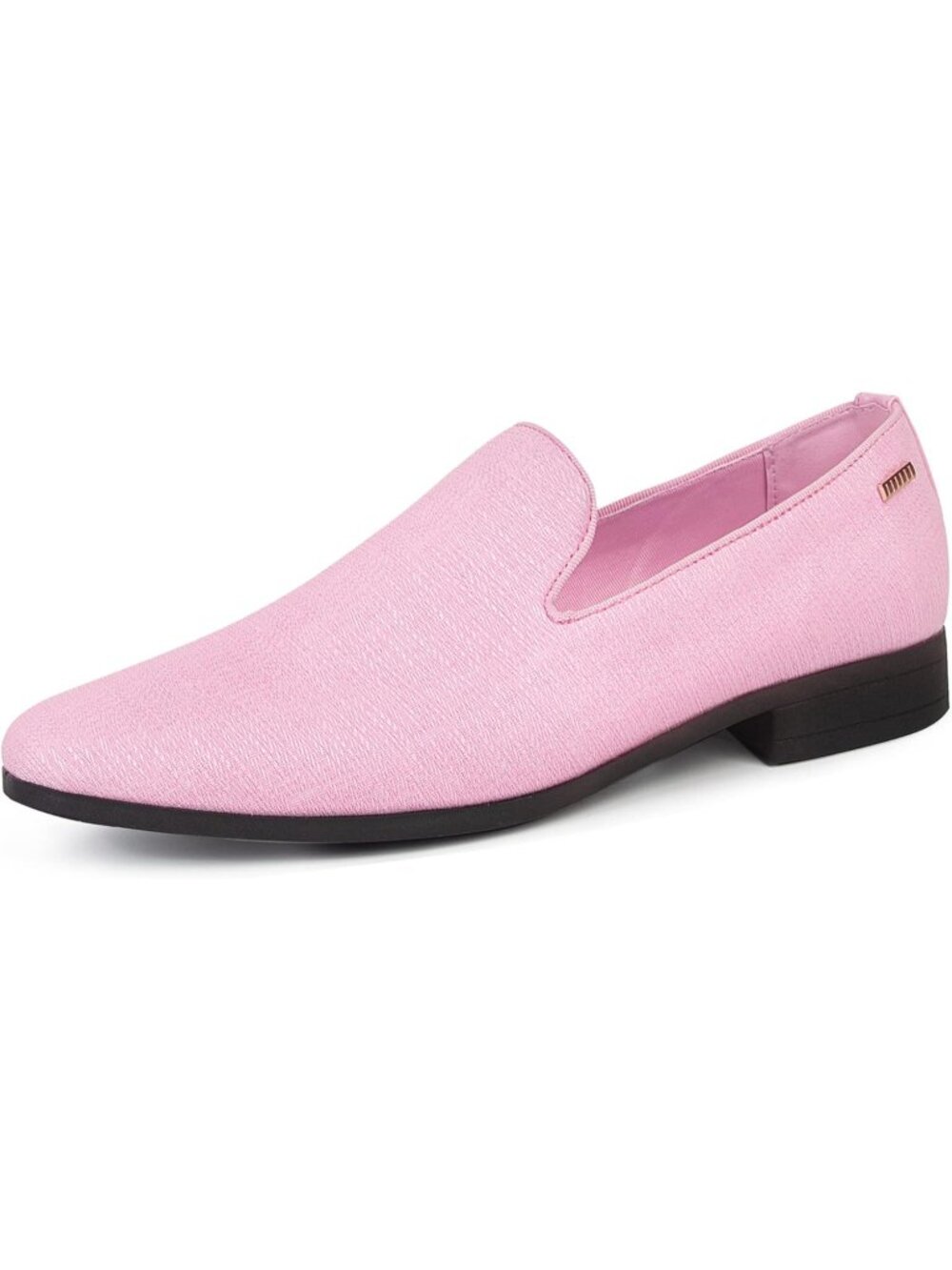 Men's Pink Round Toe Tuxedo Slip On Comfortable Elegant Dress Loafers